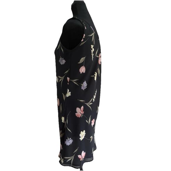 Vintage Express Slip Dress Sz 5/6 Black Floral 90s Y2K Grunge Cottagecore Fairy - Picture 5 of 9